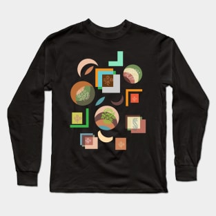 Squares and Circles with lace flowers Long Sleeve T-Shirt